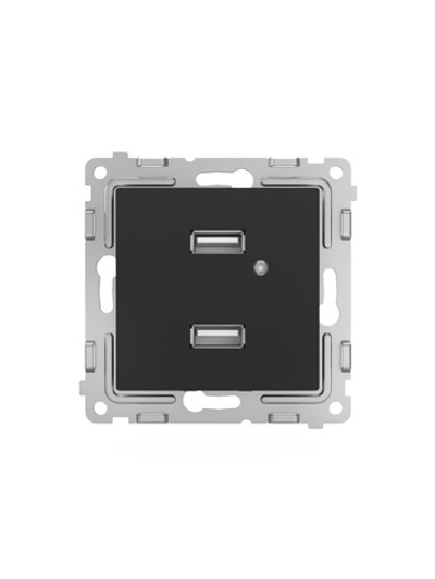 Розетка 2-м USB СП Pixel тип A+A 5В 1х2.1А 2х1.05А механизм карбон TOKOV ELECTRIC TKE-PX-2USB-C14