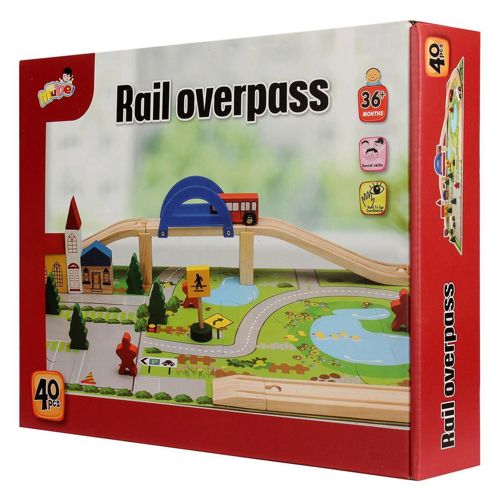 Развивающая игрушка Деревянная дорога 40 эл, коробка C-41887
