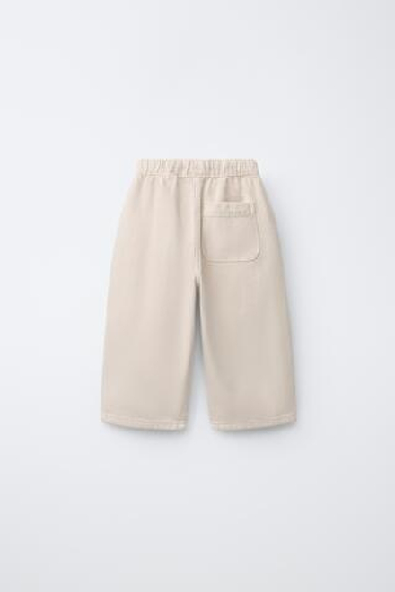 ZARA БРЮКИ BAGGY ИЗ САРЖИ, СВЕТЛО-БЕЖЕВЫЙ