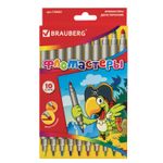 Фломастеры BRAUBERG, 10 цветов, двухсторонние, 2 пишущих узла 2 и 5 мм, вентилируемый колпачок, картонная упаковка, 150682