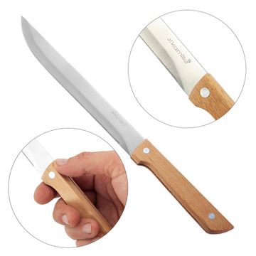 Нож кухонный универсальный из нержавеющей стали Kamille КМ-5318 (лезвие 12,5 см, рукоятка 10,5 см) с деревянной ручкой