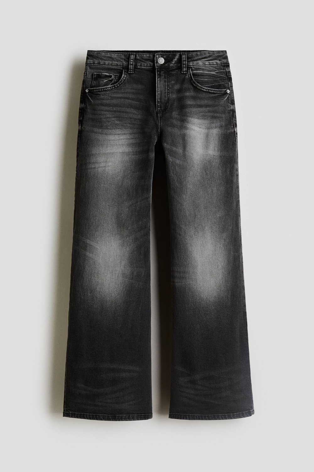 H&M Джинсы Baggy Fit Bootcut, черный