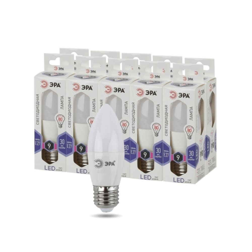 Лампочка светодиодная ЭРА STD LED B35-9W-860-E27 E27 / Е27 9Вт свеча холодный дневной свeт