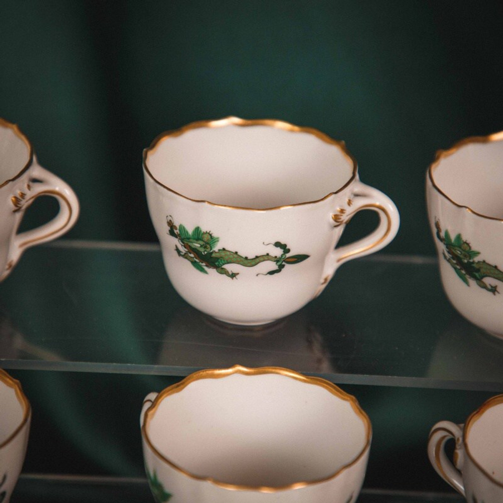 Кофейный сервиз на 6 персон «Зеленый дракон и феникс»