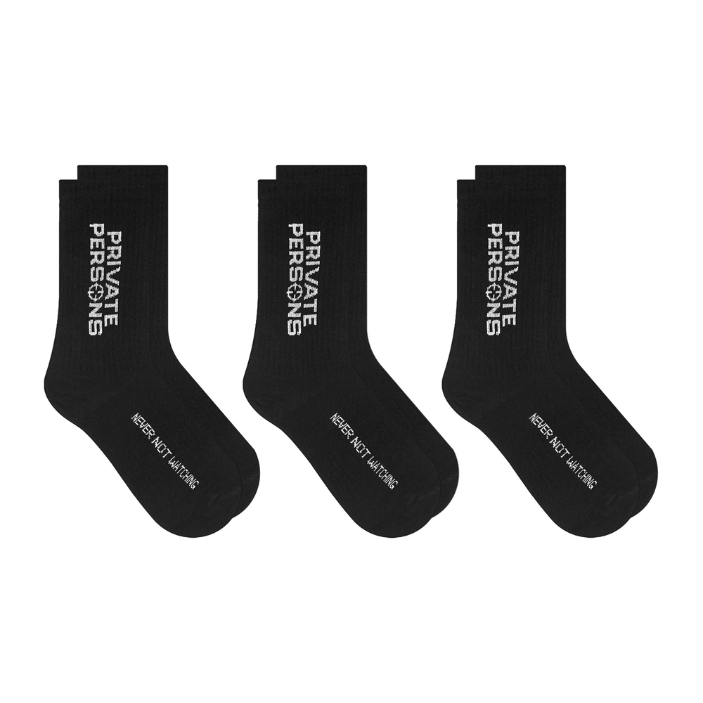 PP LOGO SOCKS BLACK (3 PACK)