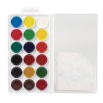 Краски акварельные BRAUBERG "МАГИЯ ЦВЕТА" 18 цветов, медовые, круглые кюветы, пластиковый пенал, 191520