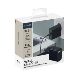 СЗУ USB C + USB-A PD QC 33W с дисплеем, Deppa