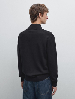 Massimo Dutti Кардиган из 100% хлопка с застежкой-молнией, темно-синий