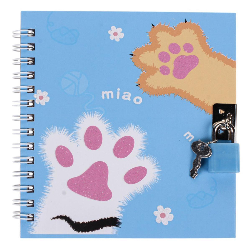 Блокнот "Лапка" на гребне, 45 л, с замочком, 4 вида микс