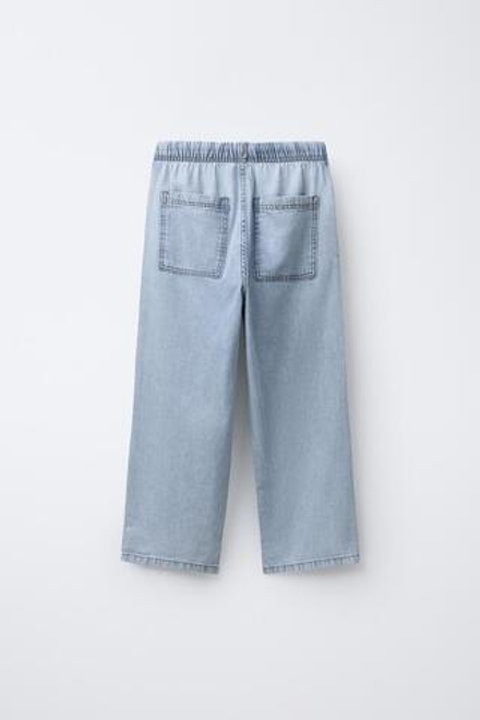 ZARA ДЖИНСЫ ШИРОКОГО КРОЯ, СИНИЙ