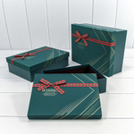 Коробка 29х25х9.5 см Набор 3 шт с бантом (Зеленый)