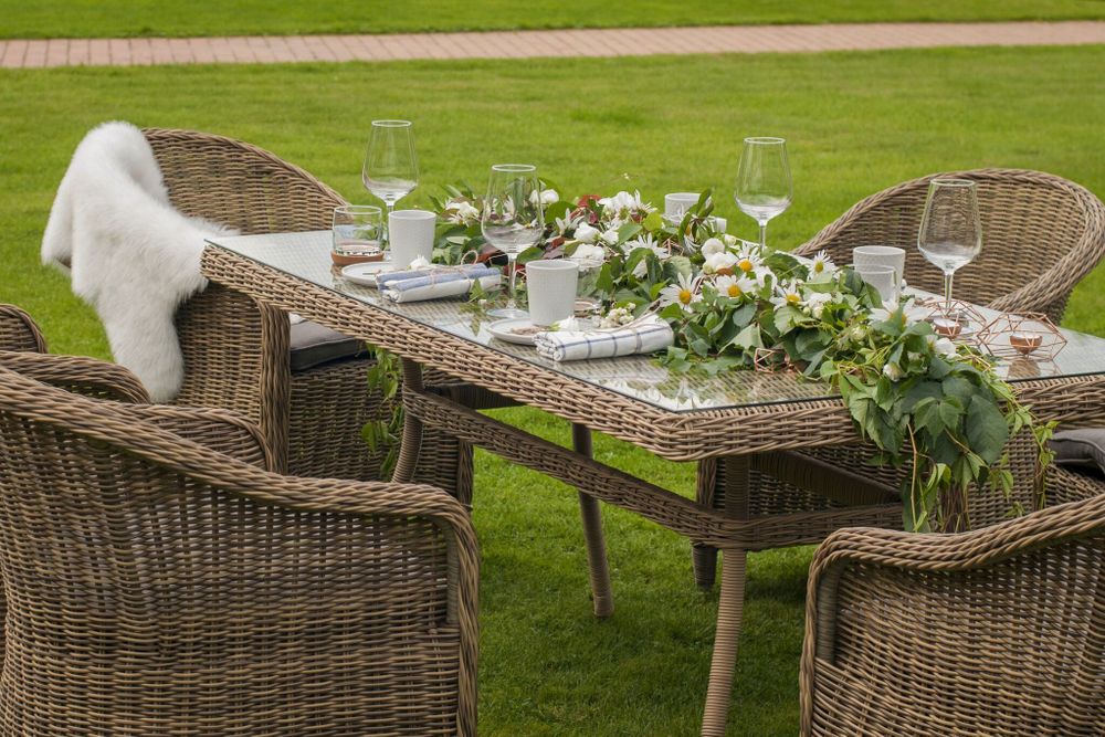 "Эспрессо" обеденная группа плетеная, цвет соломенный