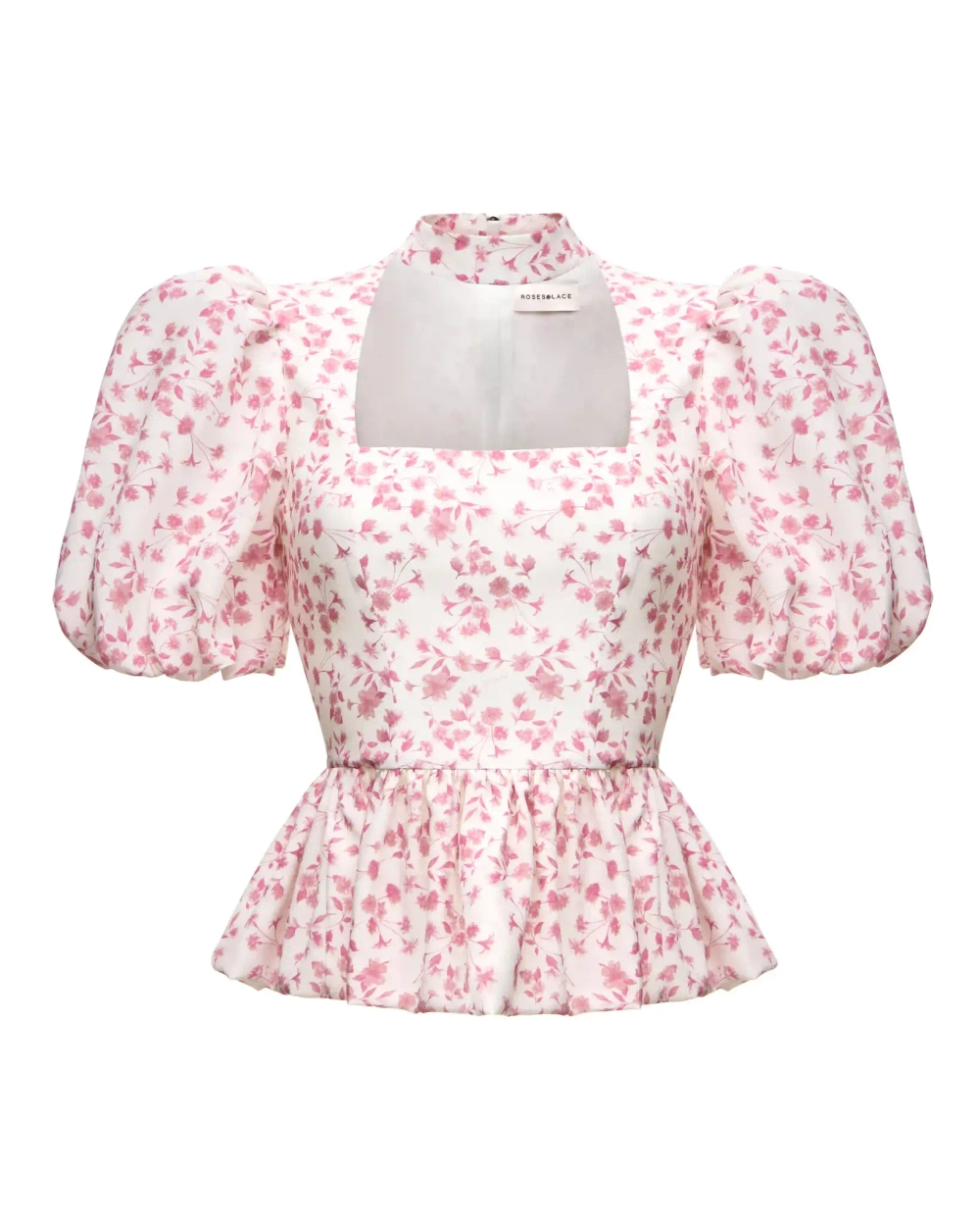 Valerie top, топ из молочного крепдешина с мелкими светло-розовыми цветами