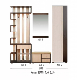 Прихожая Мини-Лайт комл. 3 венге/ясень шимо светлый