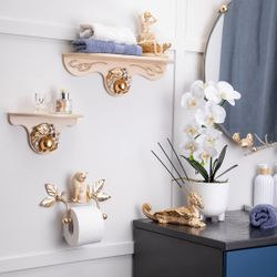 Держатель для туалетной бумаги Кот Мур Айвори Мраморное золото