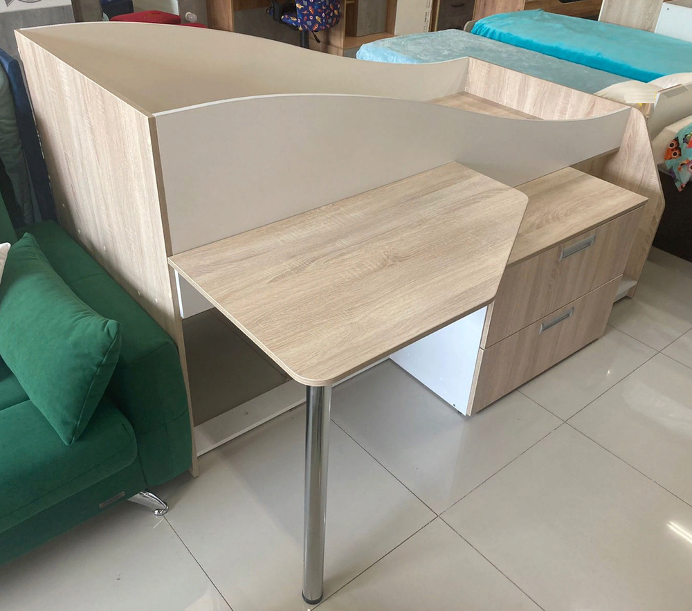 Кровать чердак Скаут сонома/белый 800