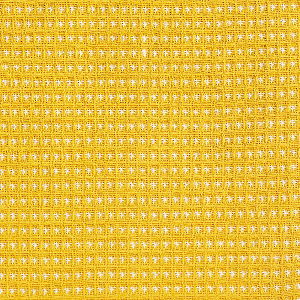 Набор из двух кухонных вафельных полотенец горчичного цвета из коллекции essential, 50х70 см