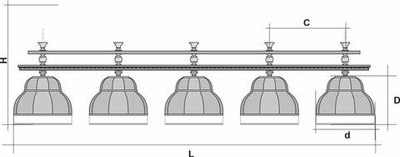 Лампа "Император Голд" 5 плафонов - ясень