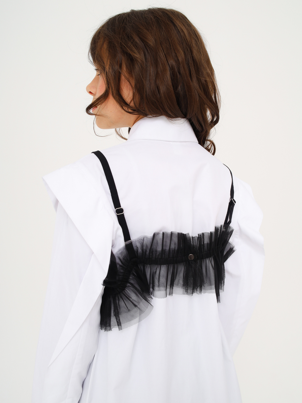 Манишка из фатина, черная