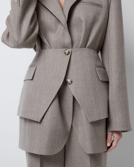 Баска из шерсти елочка бежевый/молочный