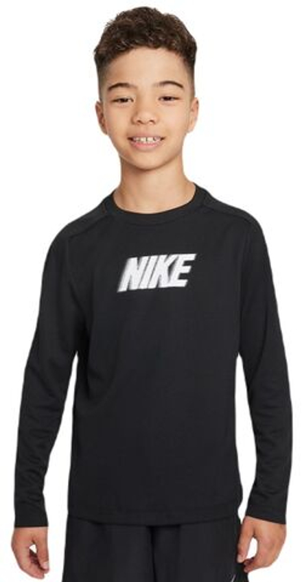 Футболка для мальчика теннисная Nike Kids Dri-Fit Multi+ Long Sleeve Top - черный