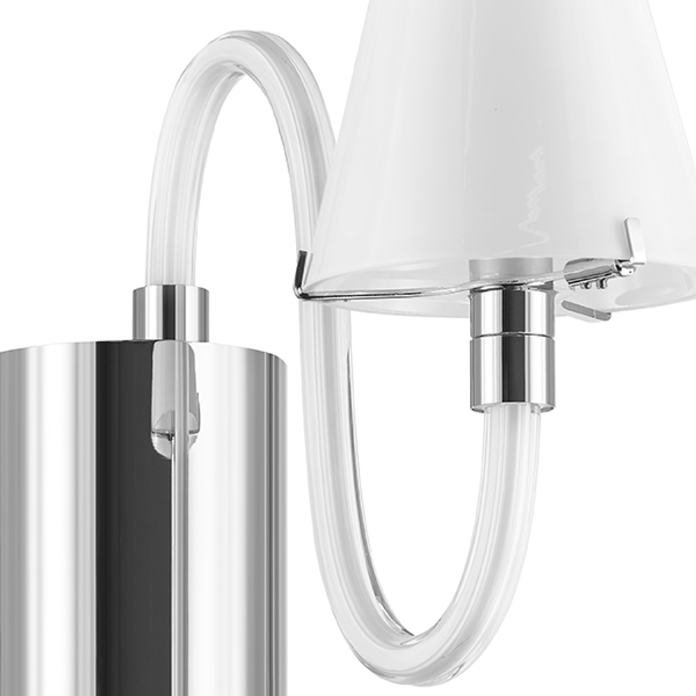 760616 Бра BIANCO 1х40W G9 ХРОМ БЕЛ. стекло