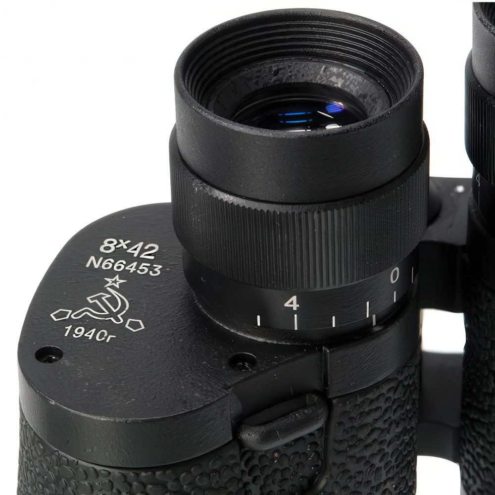 Бинокль Veber Реплики Б-3 8x42 крупный план линз и маркировки