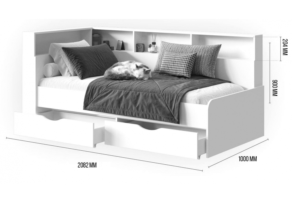 Кровать Woodville Амер 190х80 белая