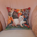Декоративный гобеленовый чехол для интерьерной подушки Котята-3 38*38