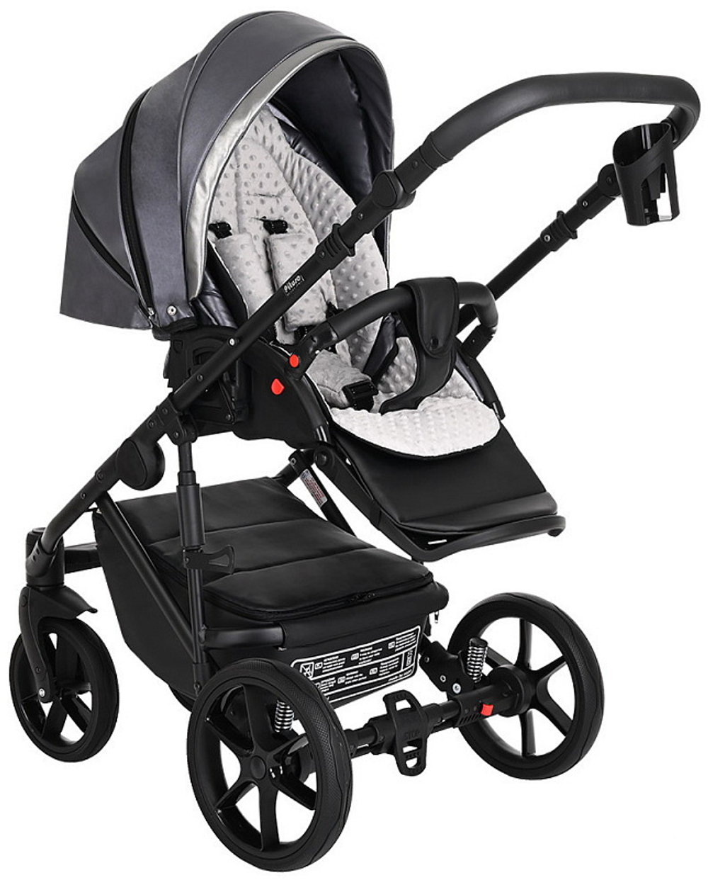 Детская коляска Pituso Luna Luxury 2 в 1 Кожа 10210 Silver Dark Grey