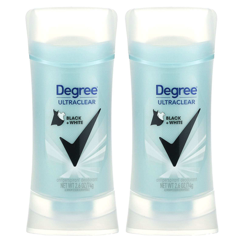 Degree, UltraClear, черный + белый, дезодорант-антиперспирант, 2 шт. в упаковке, 74 г (2,6 унции)