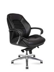 Кресло офисное  Porsche LB  черная  кожа алюминий крестовина