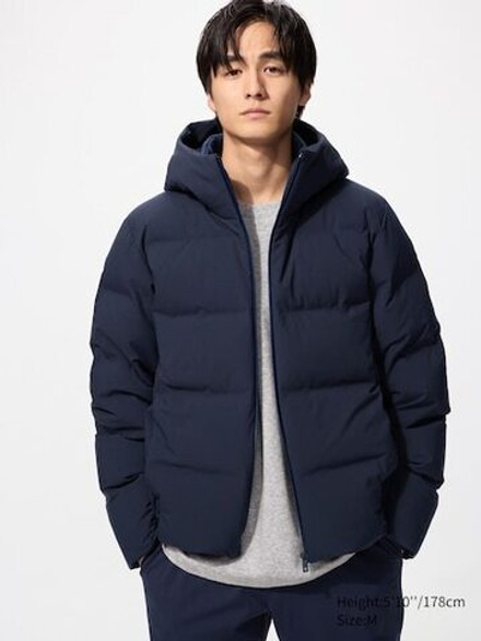 UNIQLO Бесшовная пуховая парка, темно-синий