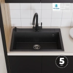 Мойка POLYGRAN ARGO-760 черный №16, смеситель COLORADO черный, доска разделочная ARGO