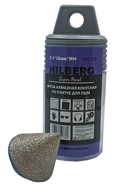 Фреза алмазная конусная по плитке 2-38 мм Hilberg Super Hard М14