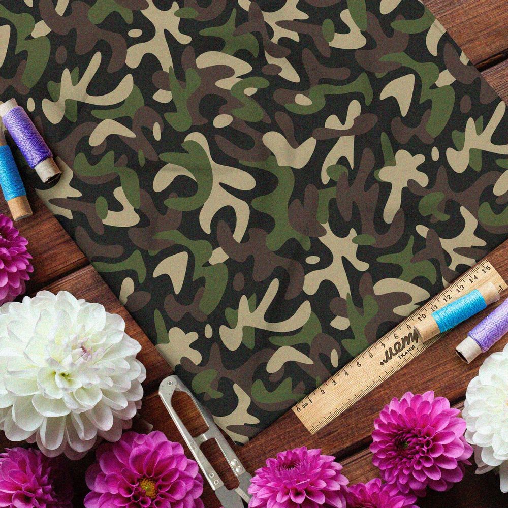 Ткань барби бурый камуфляж