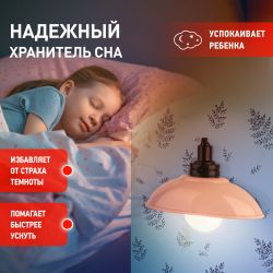 Ночник - светильник светодиодный ЭРА NLED-487-1W-SW-P настенный на батарейках с выключателем розовый | Ночники