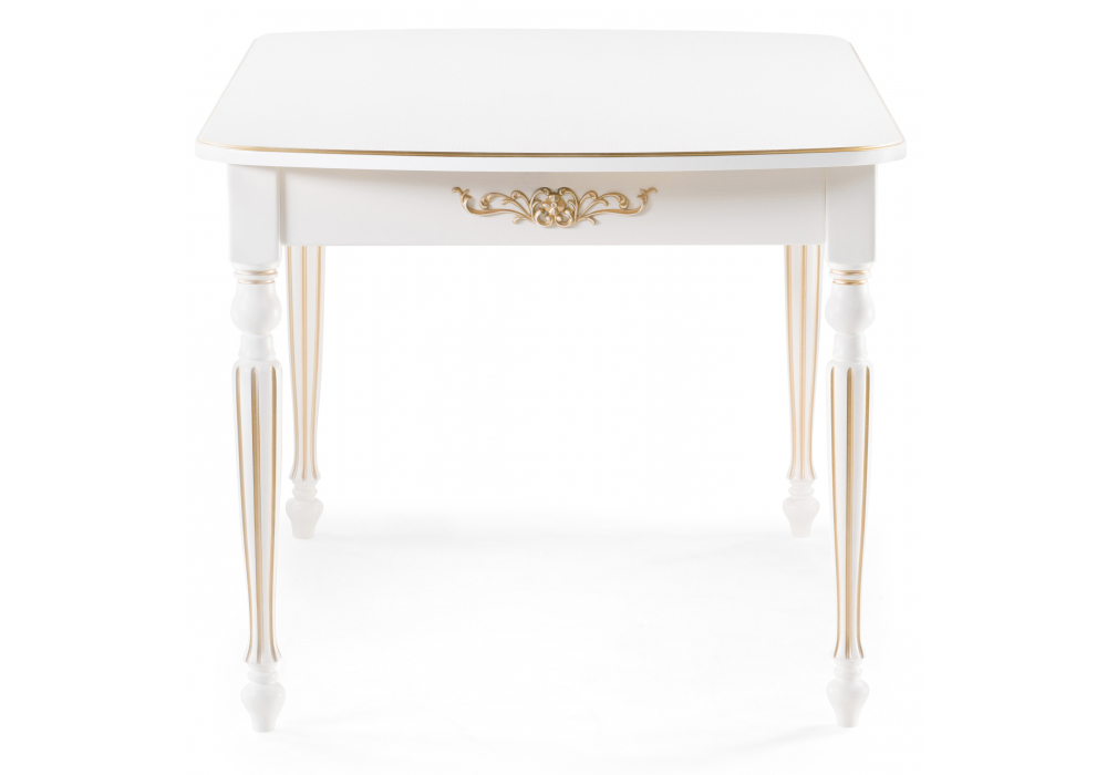 Стол деревянный Woodville Бевье молочный, золото