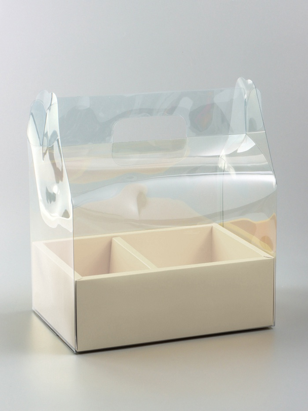 Коробка с PVC для цветов и десертов 26×18×30 см, желтый