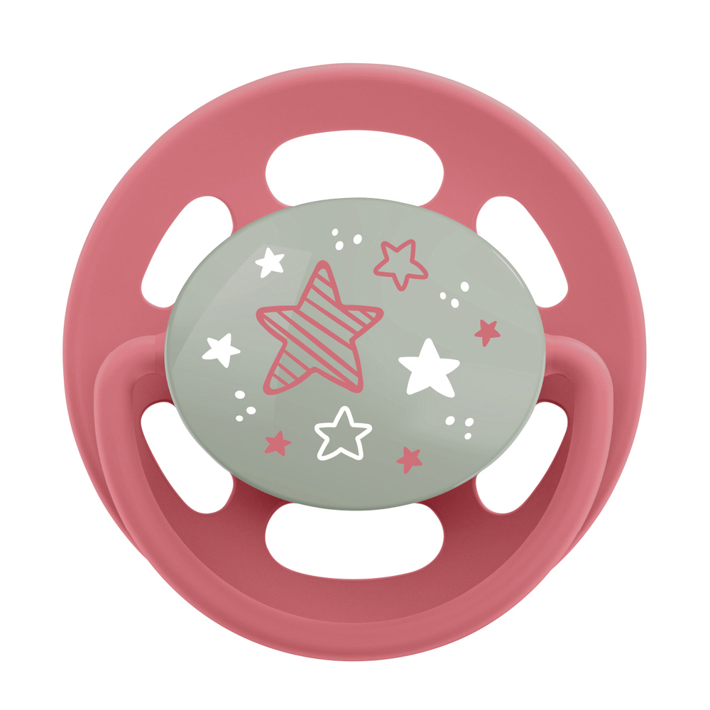 NIP Соска пустышка, латекс "Cherry Green Night", размер 1 (0-6) красный/коричневый