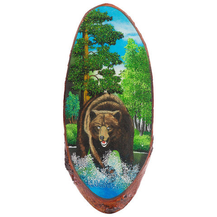 Картина на срезе дерева "Медведь" 65-70 см R120606