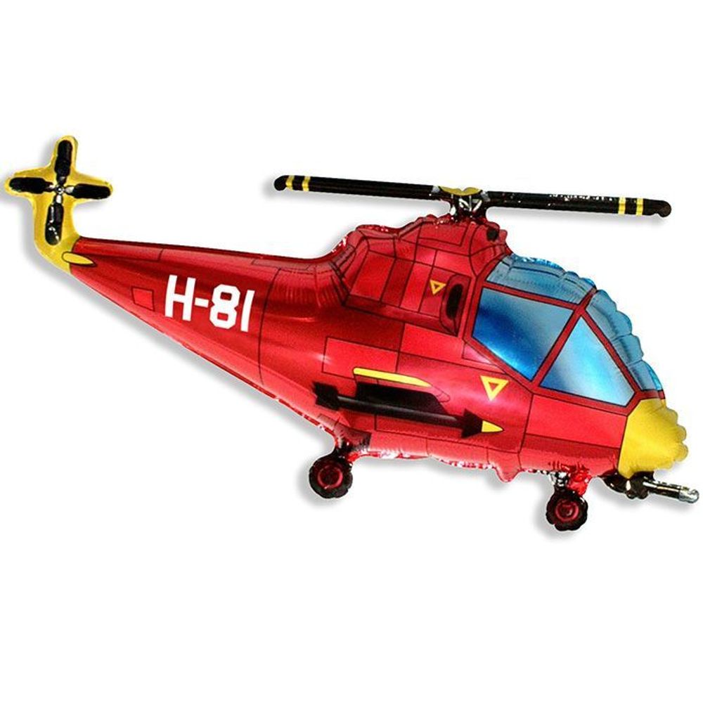 Воздушный шар фольгированный, 1шт., М14/36см, Flexmetal &quot;Вертолёт красный, мини&quot;