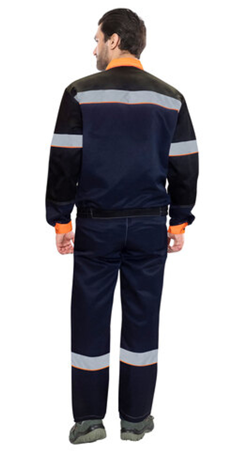 Костюм СИРИУС-ЛЕГИОНЕР куртка кор., п/к, темно-синий с черным с оранжевой отделкой и СОП