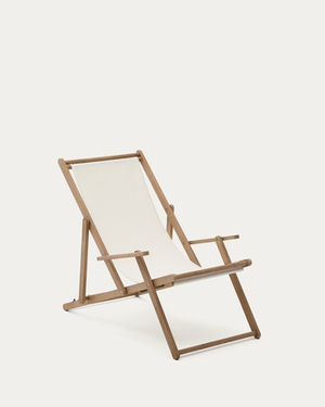 Cкладное кресло Vilara для улицы из акации и текстиля белого цвета