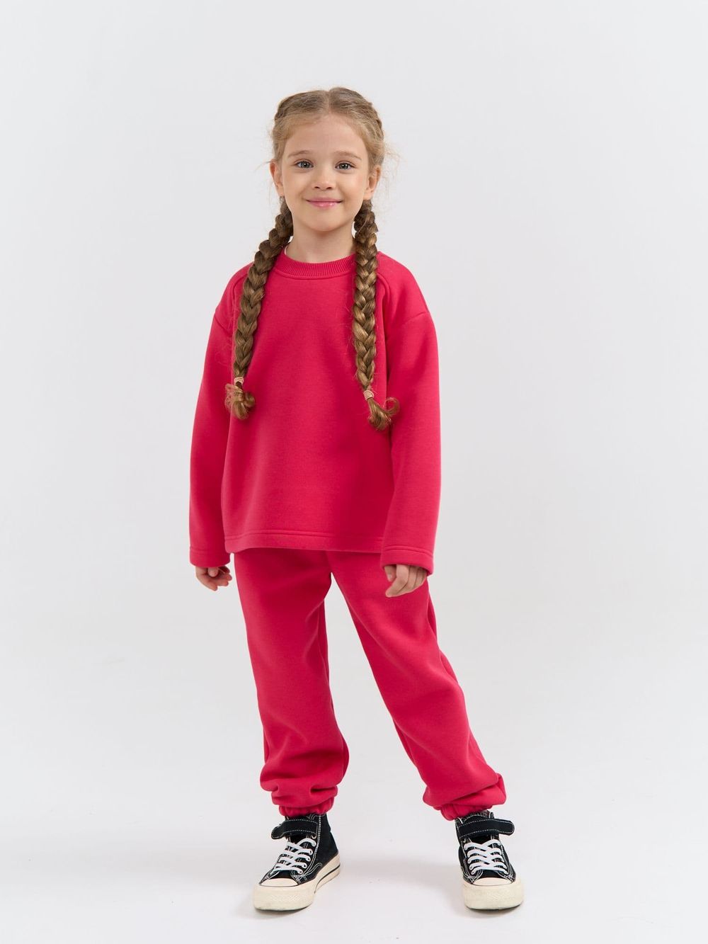 Джоггеры "Фуксия" с карманами утепленные