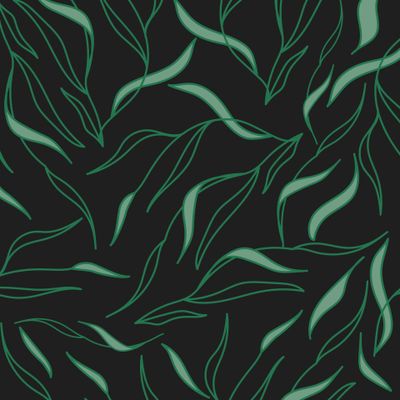 Веточки с листьями на черном фоне