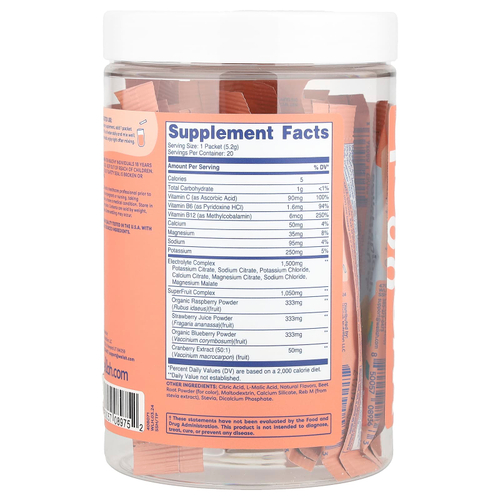 Wellah, Splish Splash Hydration, тропический пунш, 20 пакетиков по 5,2 г (0,2 унции)