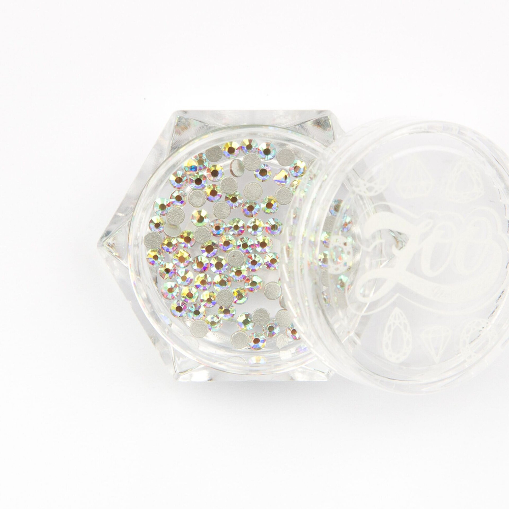 Zoo nail Стразы стеклянные прозрачные ABC голография SS6 (2мм), 100шт