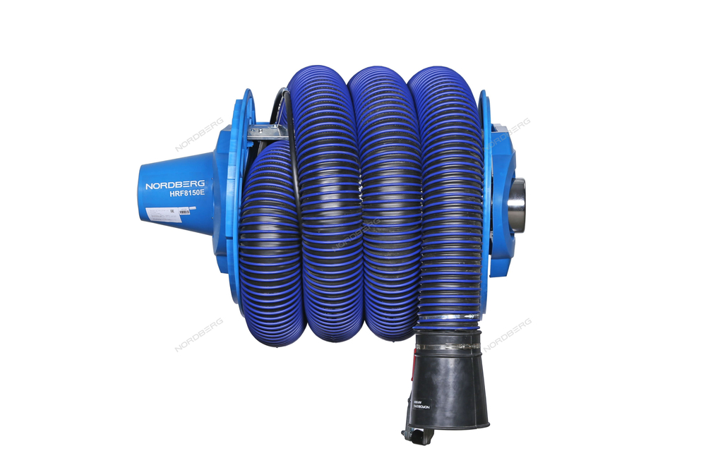 Катушка для сбора выхлопных газов с автоматическим приводом со шлангом L=8 м, D=150 мм и насадкой NORDBERG HRF8150E-KIT