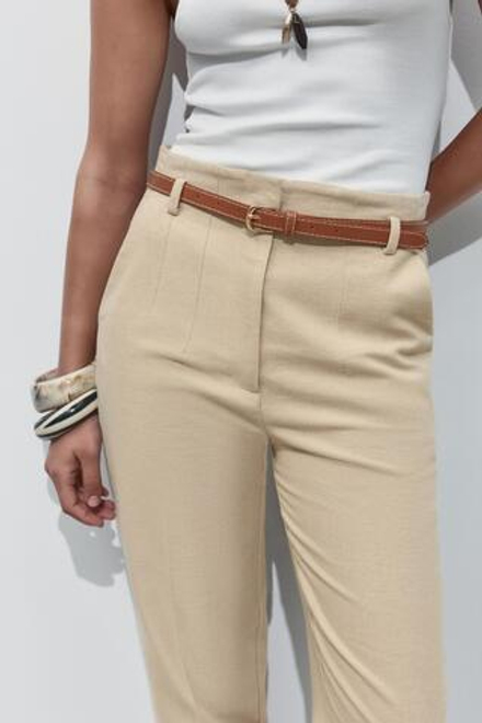 ZARA БРЮКИ В СТИЛЕ РУСТИК С РЕМНЕМ, ПЕСОЧНЫЙ